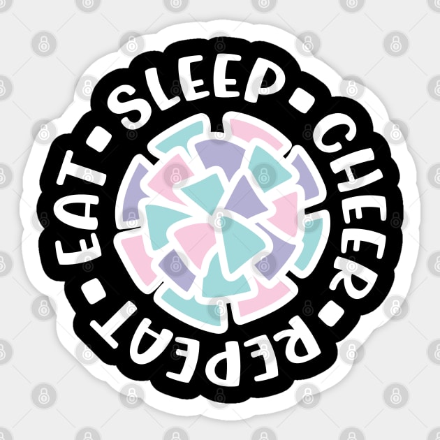 Eat Sleep Cheer Repeat Cheerleader Cute Funny Sticker by GlimmerDesigns